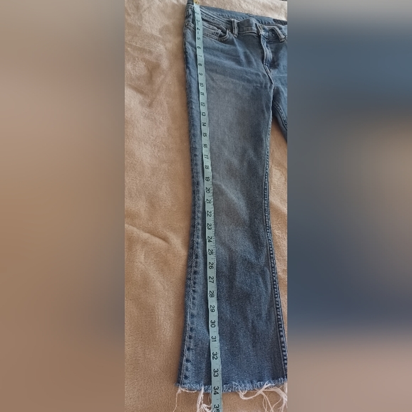 All Saints 28 Zoe Cropped Bootcut Faded Wash Frayed Hem Women’s Blue Jeans - Picture 11 of 16